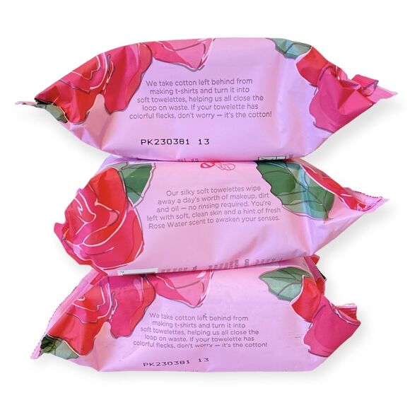 BURT'S BEES Micellar Cleansing Towelettes with Rose Water 3 PACKS Makeup Remover - Picture 3 of 4